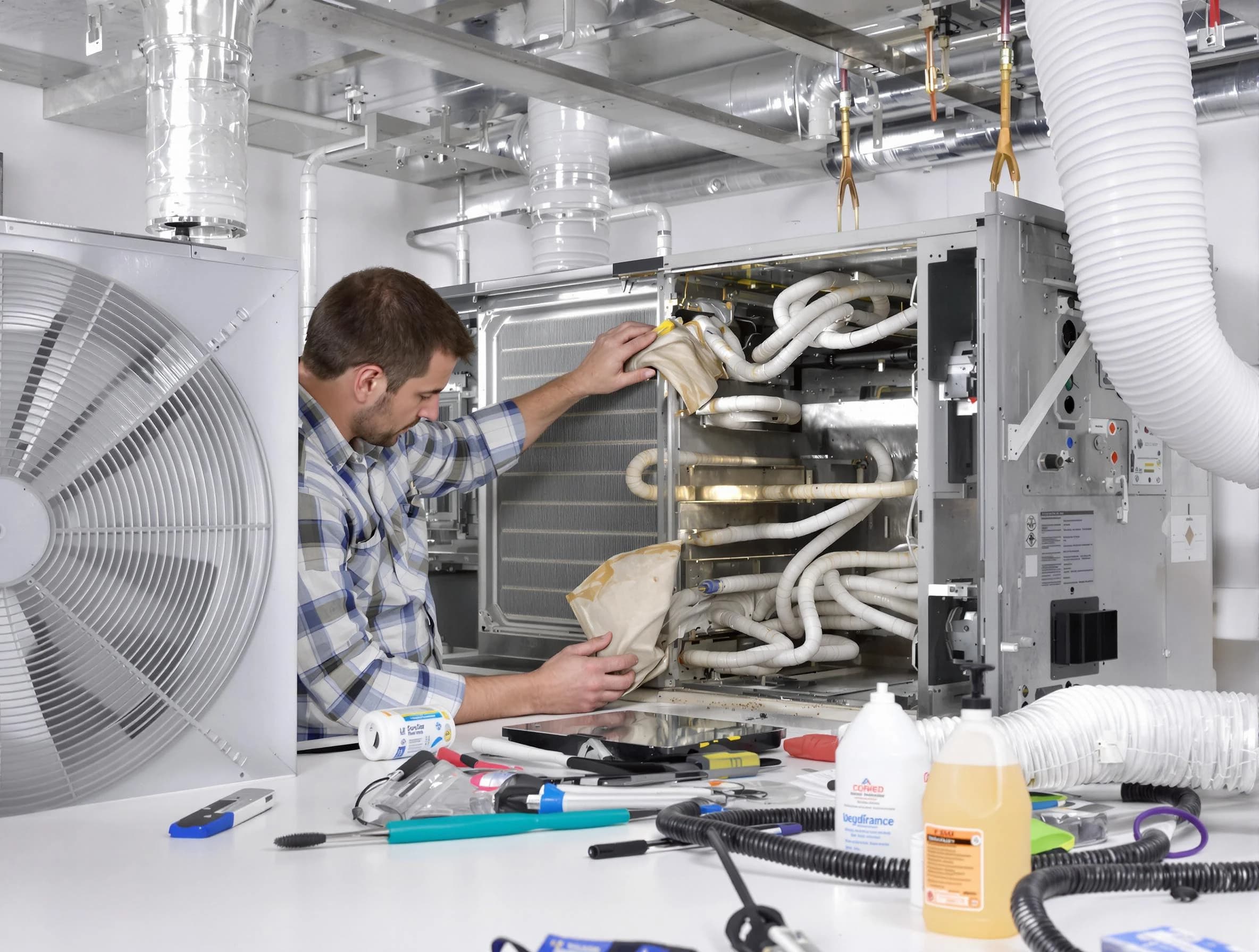 Orem Air Duct Cleaning specialist performing precision AC coil cleaning in Orem