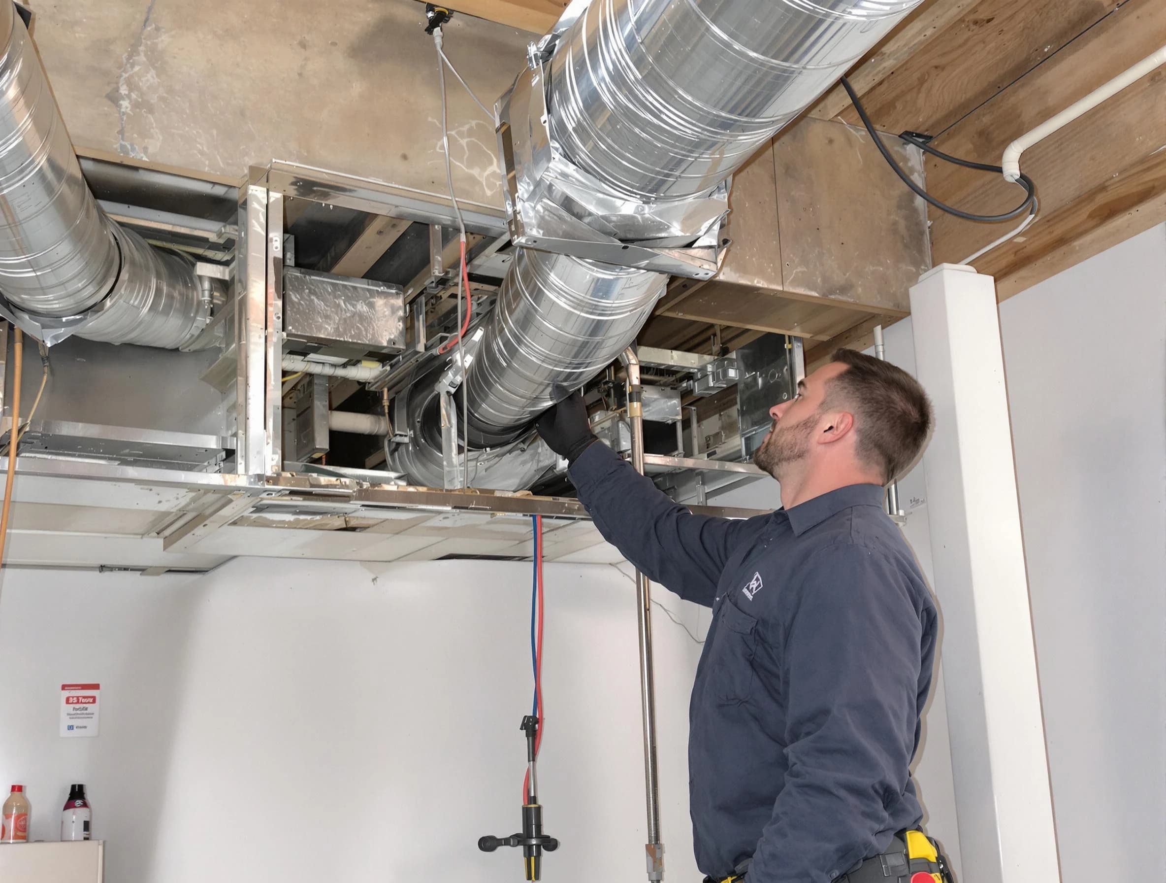 Orem Air Duct Cleaning technician performing professional air duct repair using specialized tools in Orem