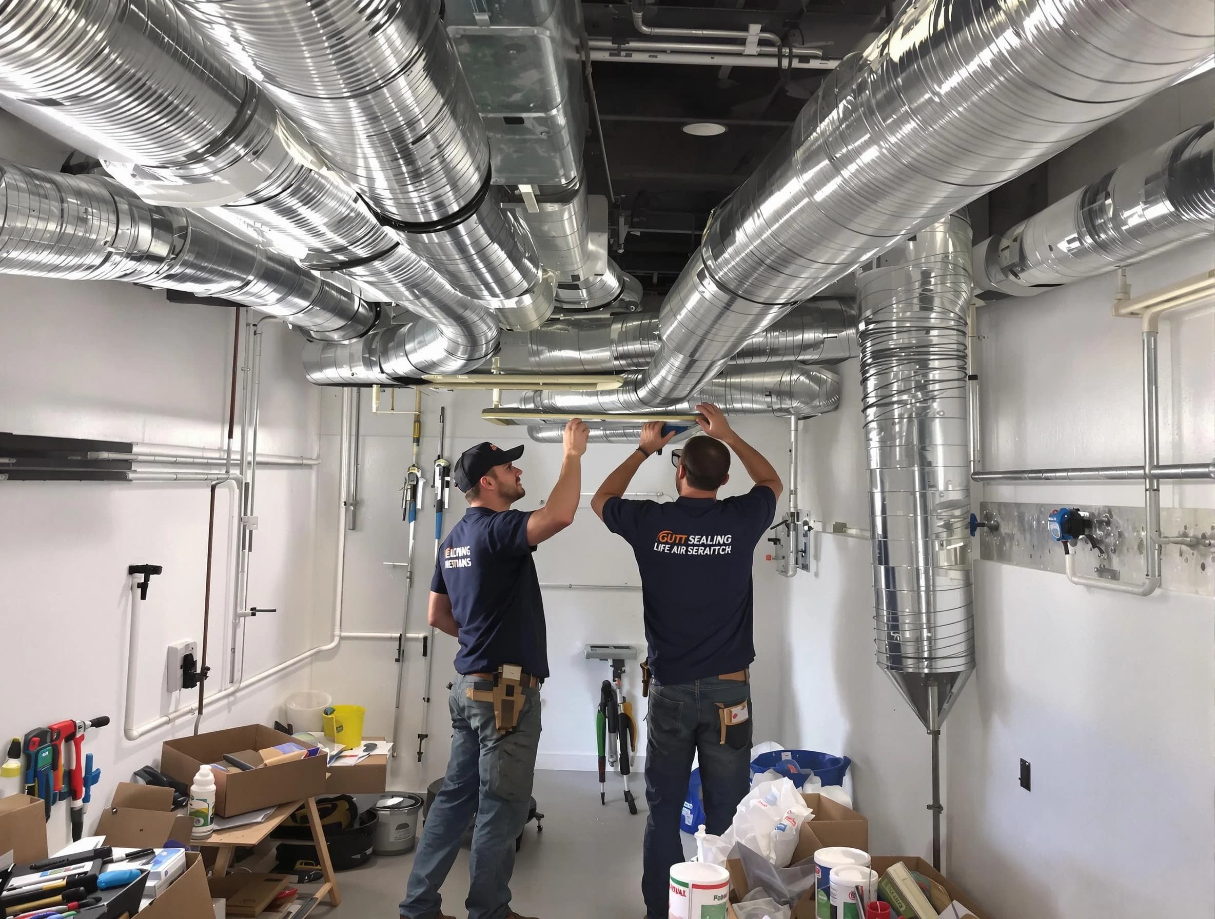 Orem Air Duct Cleaning technician applying professional duct sealing solutions in Orem