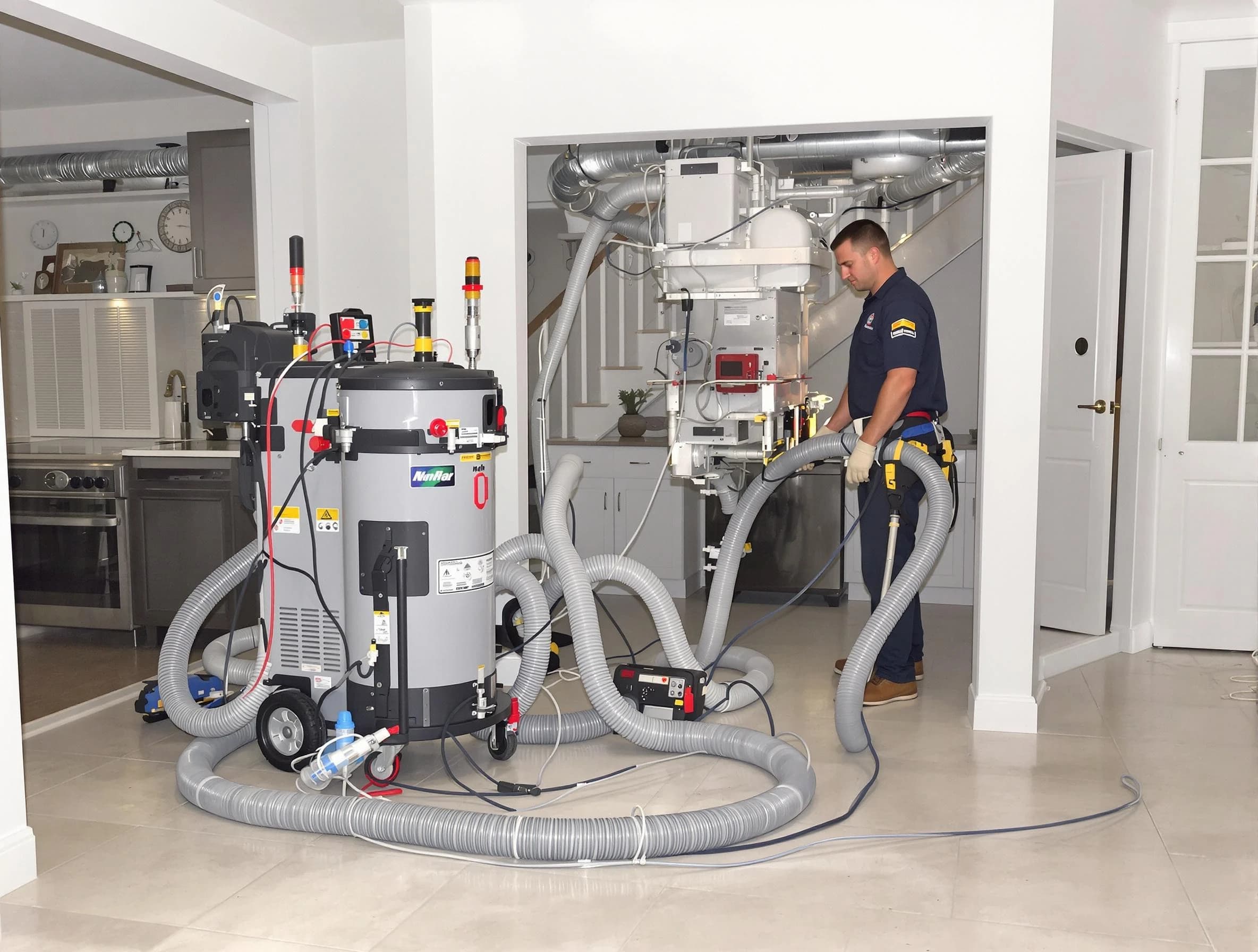 Orem Air Duct Cleaning technician operating negative pressure cleaning equipment for thorough duct maintenance in Orem