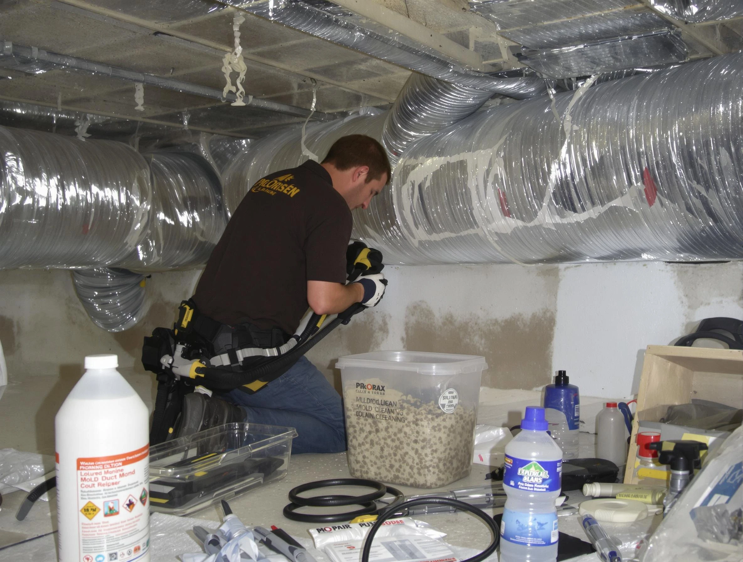 Orem Air Duct Cleaning specialist performing professional mold removal from air ducts in Orem