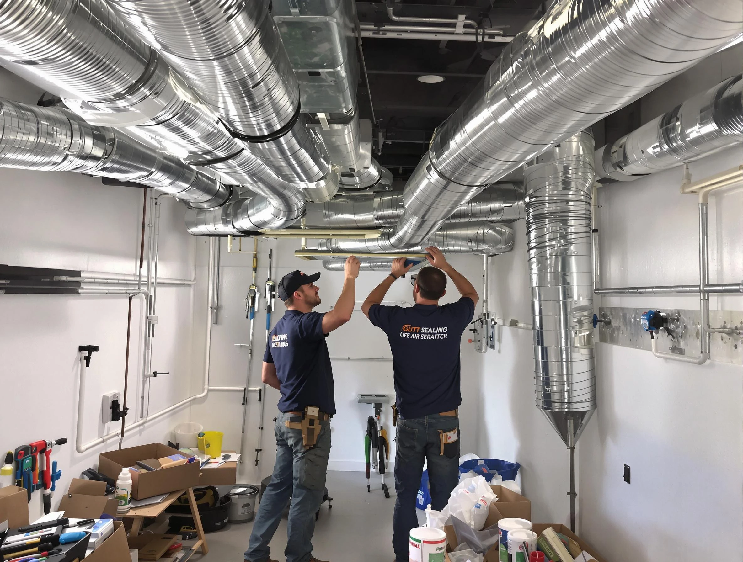 Orem Air Duct Cleaning technician applying professional duct sealing solutions in Orem